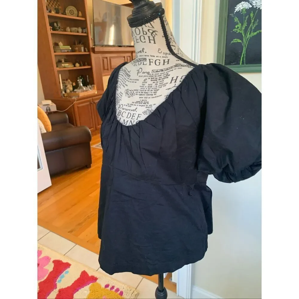 Puff-Sleeve Smocked Babydoll Blouse